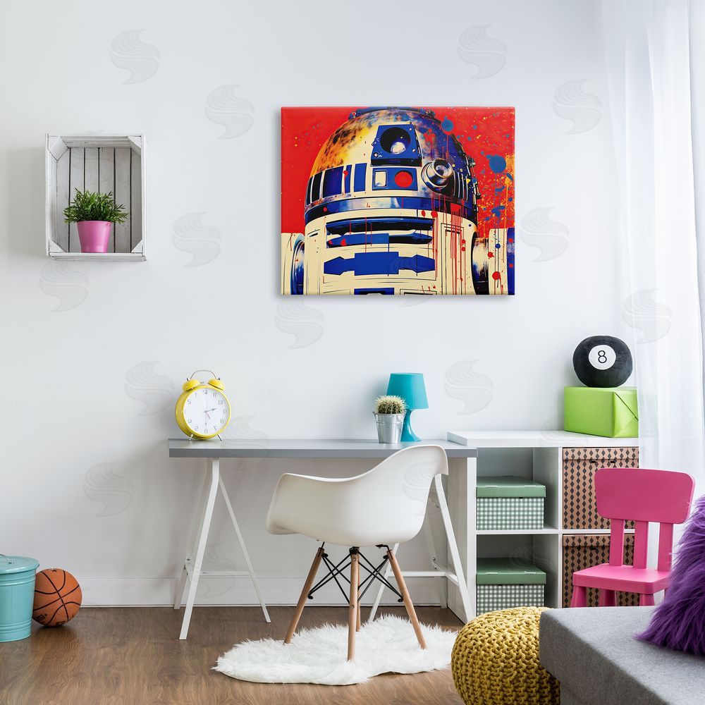 Birch & Ink Urban Paint Splatter Robot Canvas Wall Art Print in Room