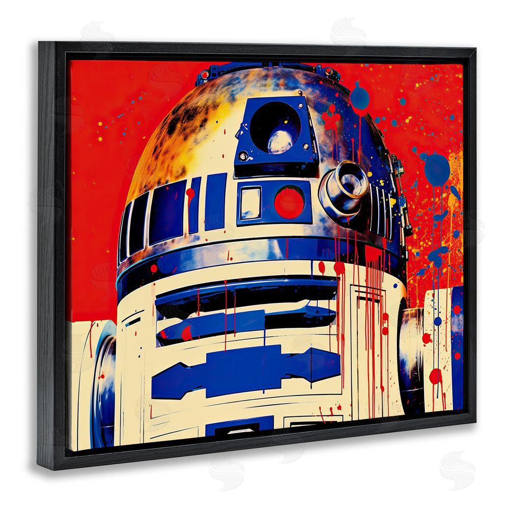Birch & Ink Urban Paint Splatter Robot Black Floating Frame Canvas Wall Art Print