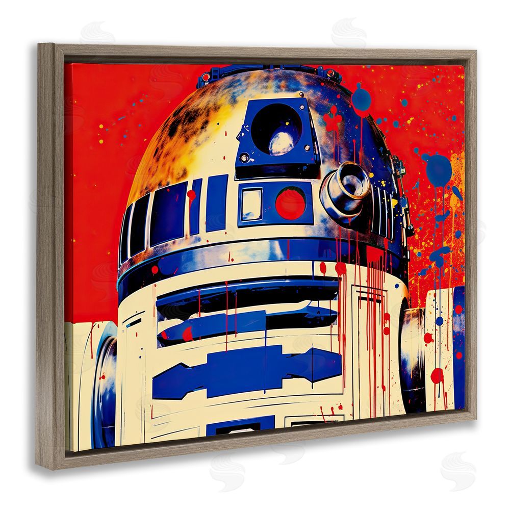 Birch & Ink Urban Paint Splatter Robot Brown Floating Frame Canvas Wall Art Print