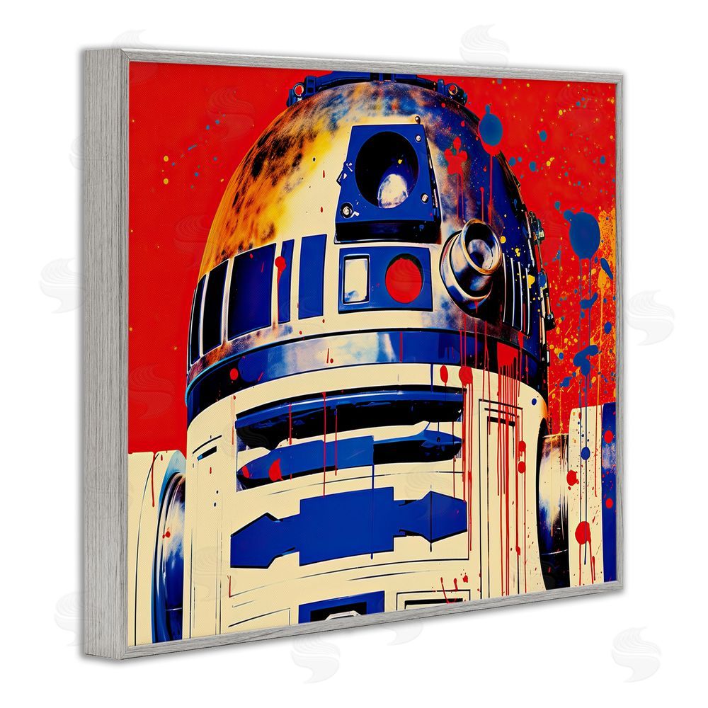Birch & Ink Urban Paint Splatter Robot Gray Framed Giclee Wall Art Print