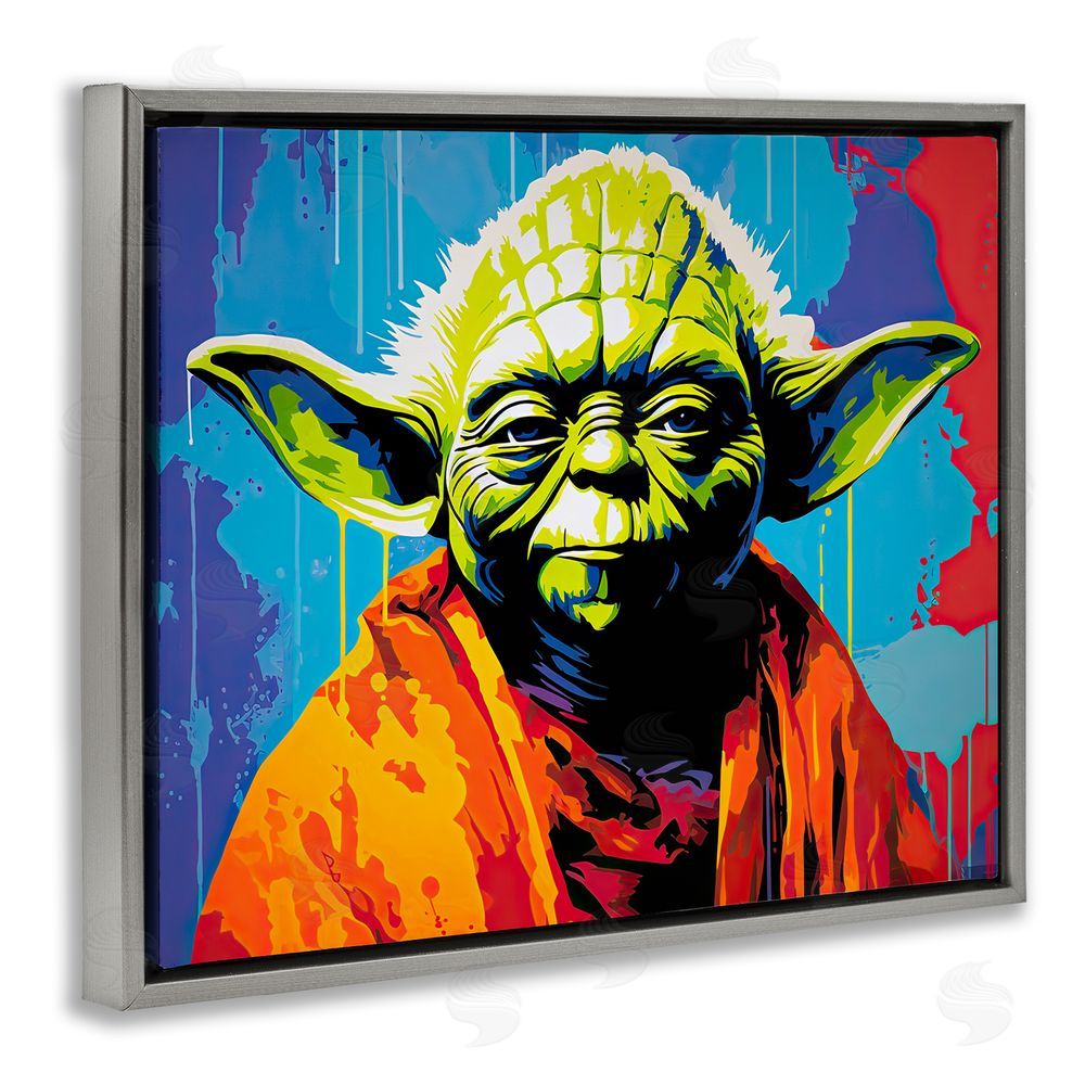 Birch & Ink Pop Style Sci-Fi Creature Grey Floating Frame Canvas Wall Art Print