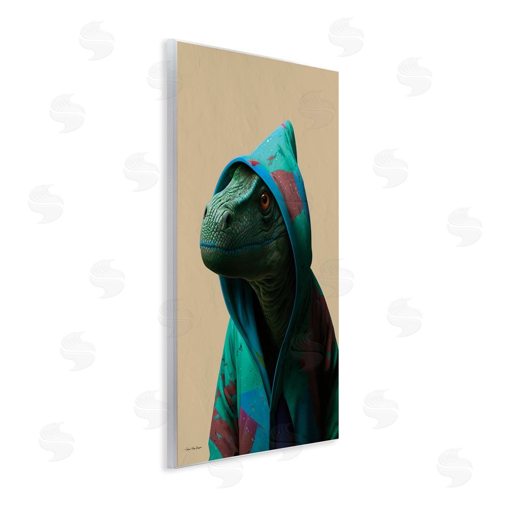Seven Trees Design Dinosaur in Stylish Hoodie Wall Plaque Art Print