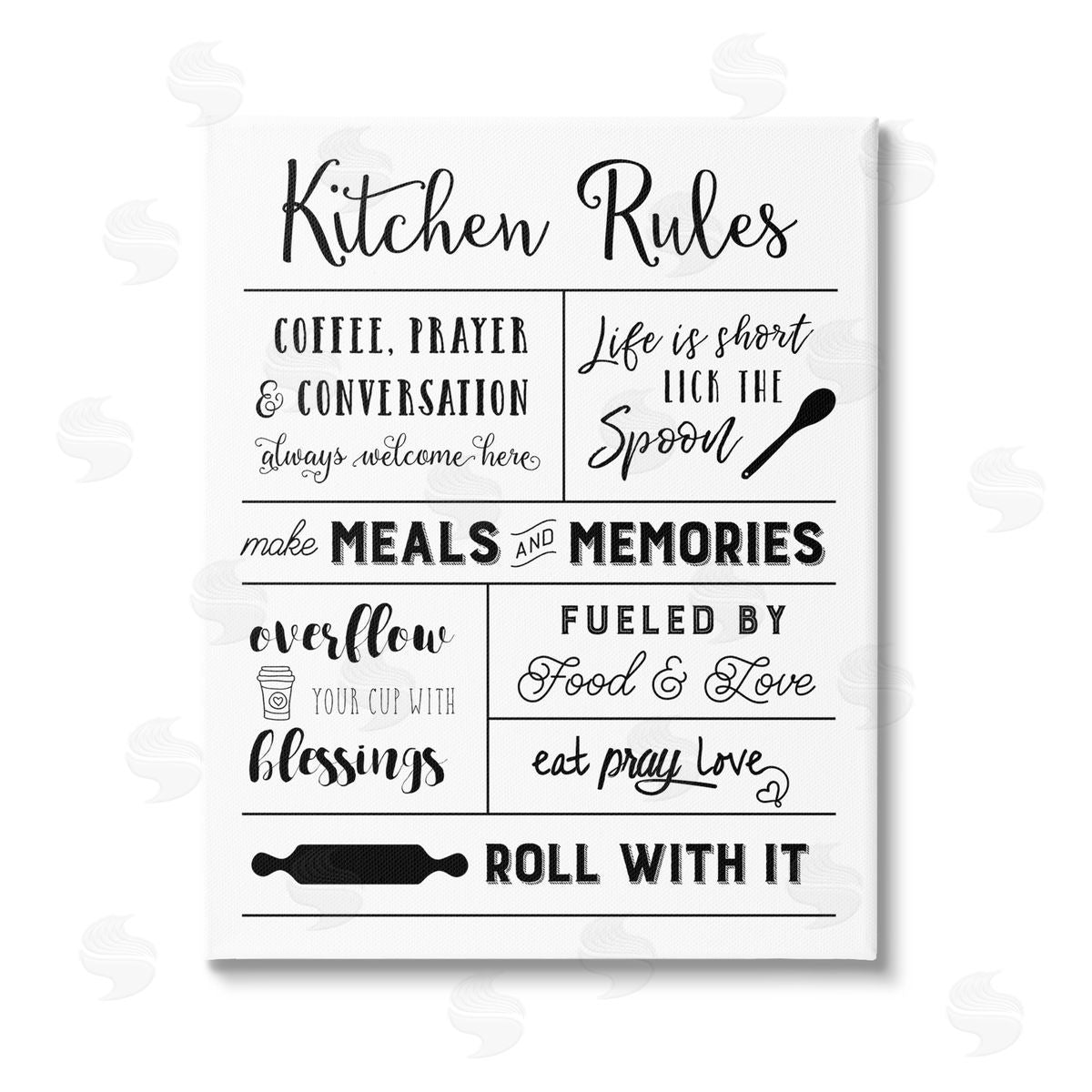 Amanda Murray Minimal Kitchen Rules Chart Stretched Canvas Wall Art Print