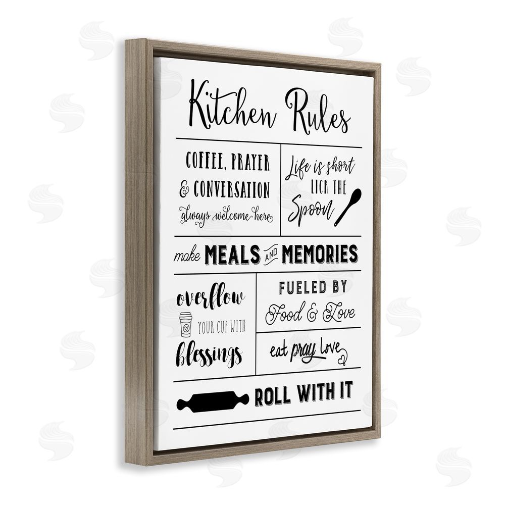 Amanda Murray Minimal Kitchen Rules Chart Brown Floating Frame Canvas Wall Art Print