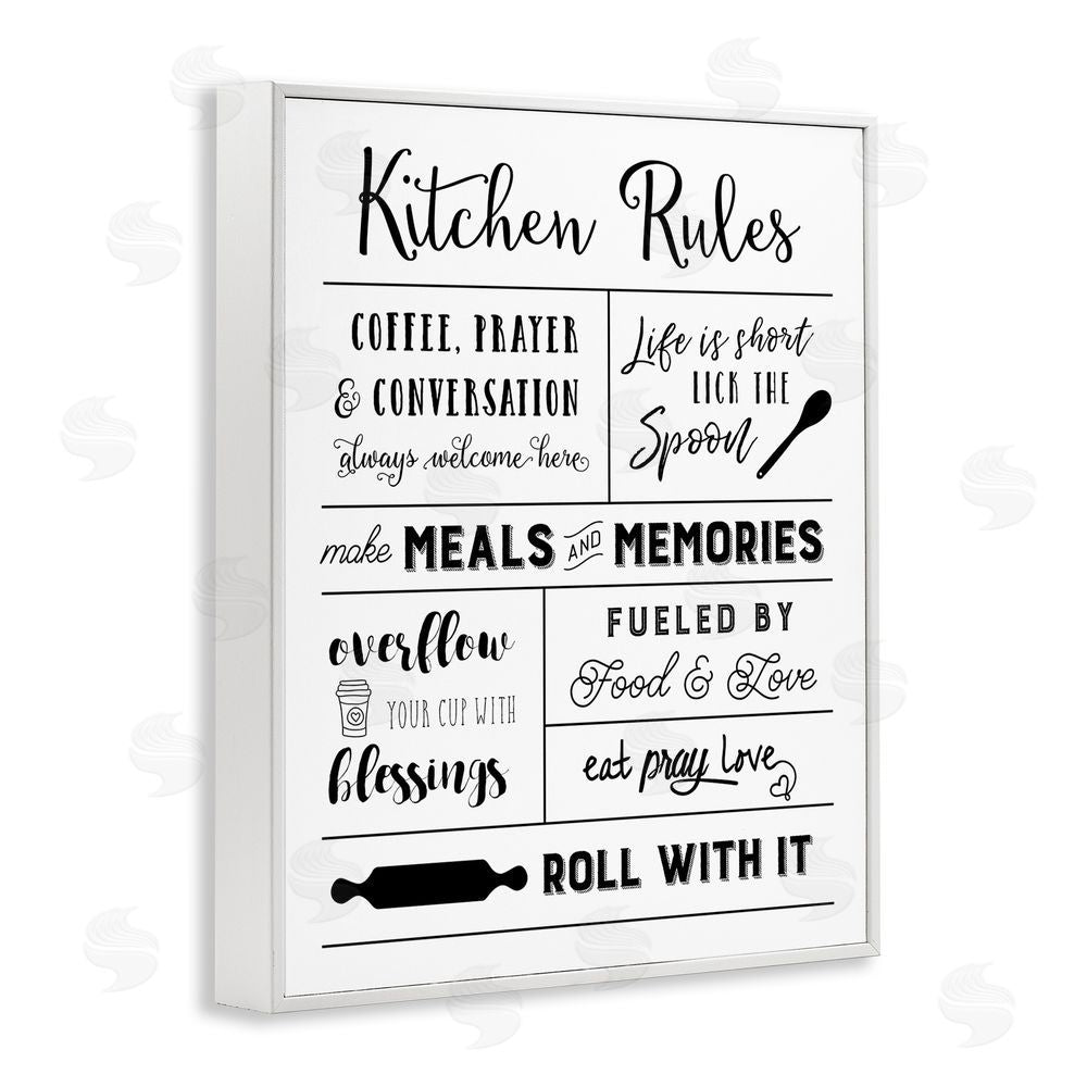 Amanda Murray Minimal Kitchen Rules Chart White Framed Giclee Wall Art Print