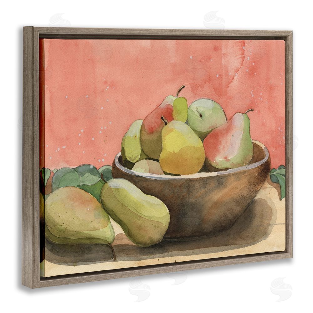 Alicia Longley Watercolor Pears Still Life Brown Floating Frame Canvas Wall Art Print