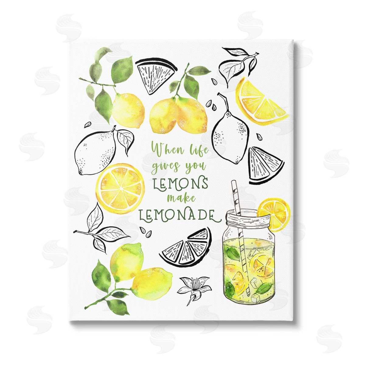 By the Lakeside Make Lemonade Kitchen Phrase Stretched Canvas Wall Art Print