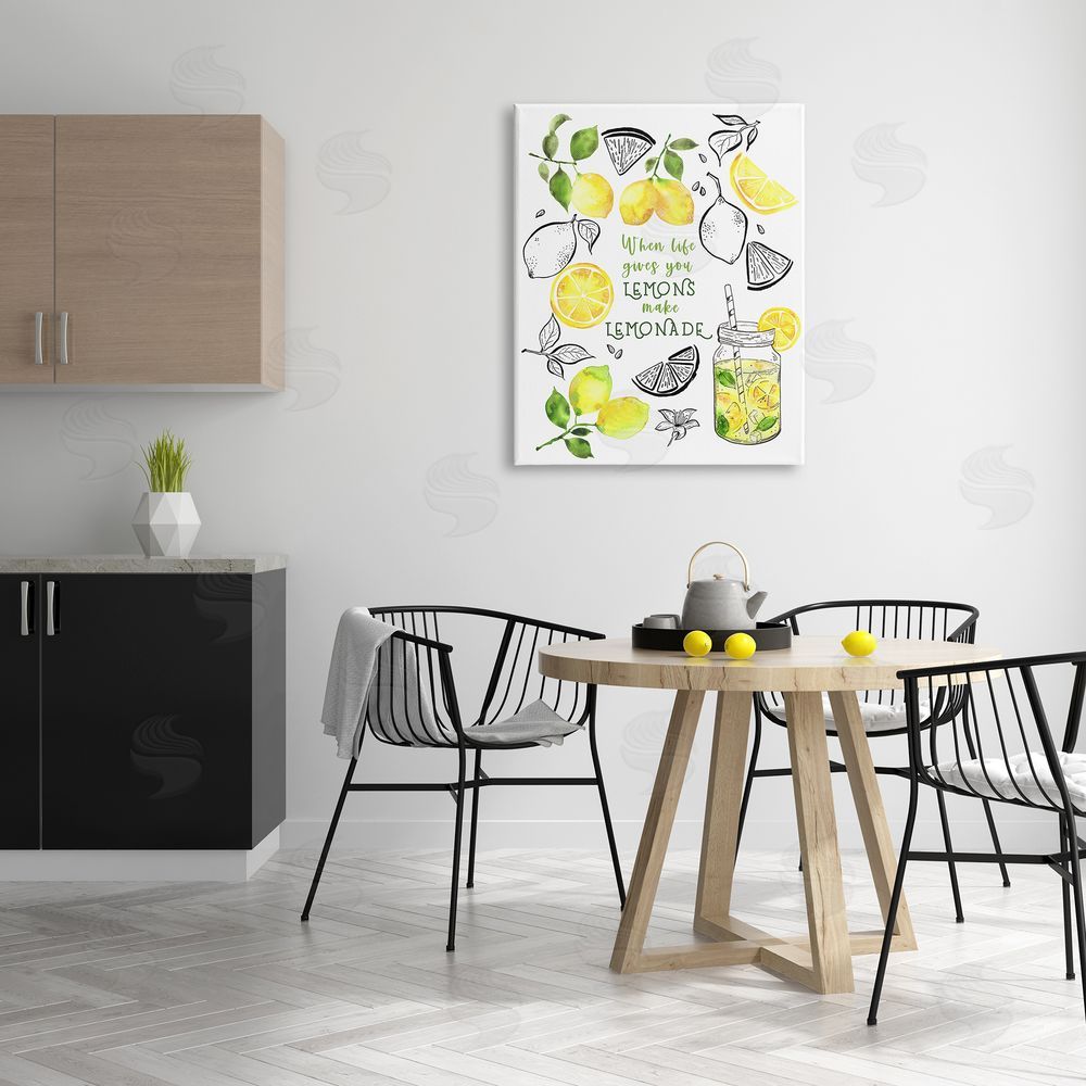By the Lakeside Make Lemonade Kitchen Phrase Canvas Wall Art Print in Room