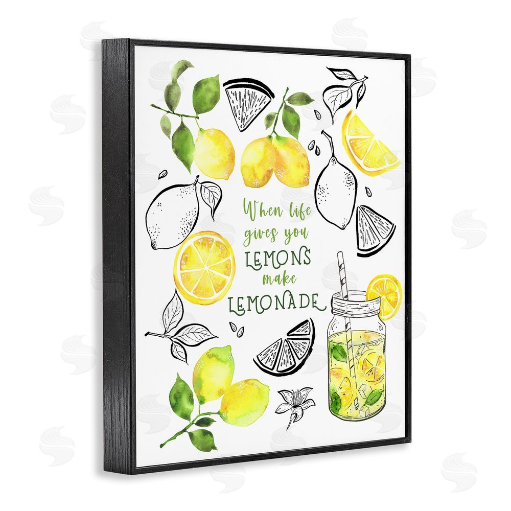 By the Lakeside Make Lemonade Kitchen Phrase Black Framed Giclee Wall Art Print
