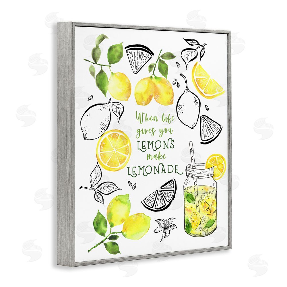 By the Lakeside Make Lemonade Kitchen Phrase Gray Framed Giclee Wall Art Print