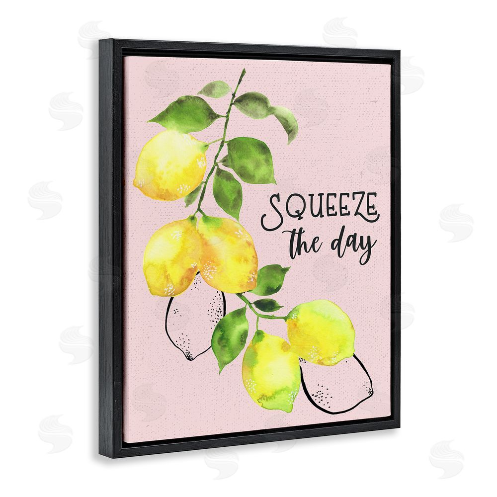 By the Lakeside Squeeze The Day Lemons Black Floating Frame Canvas Wall Art Print