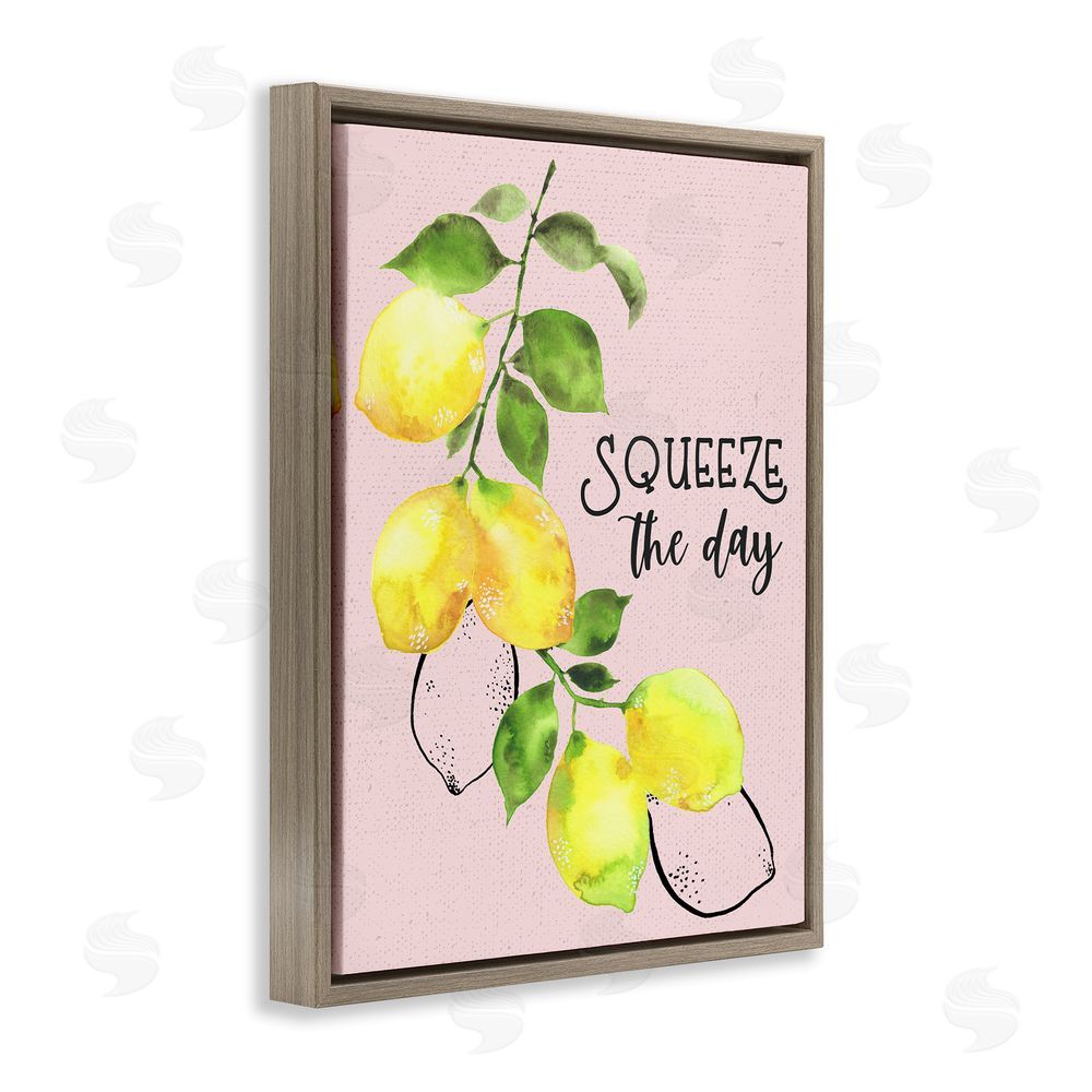 By the Lakeside Squeeze The Day Lemons Brown Floating Frame Canvas Wall Art Print