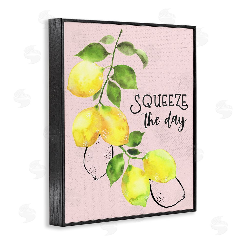By the Lakeside Squeeze The Day Lemons Black Framed Giclee Wall Art Print