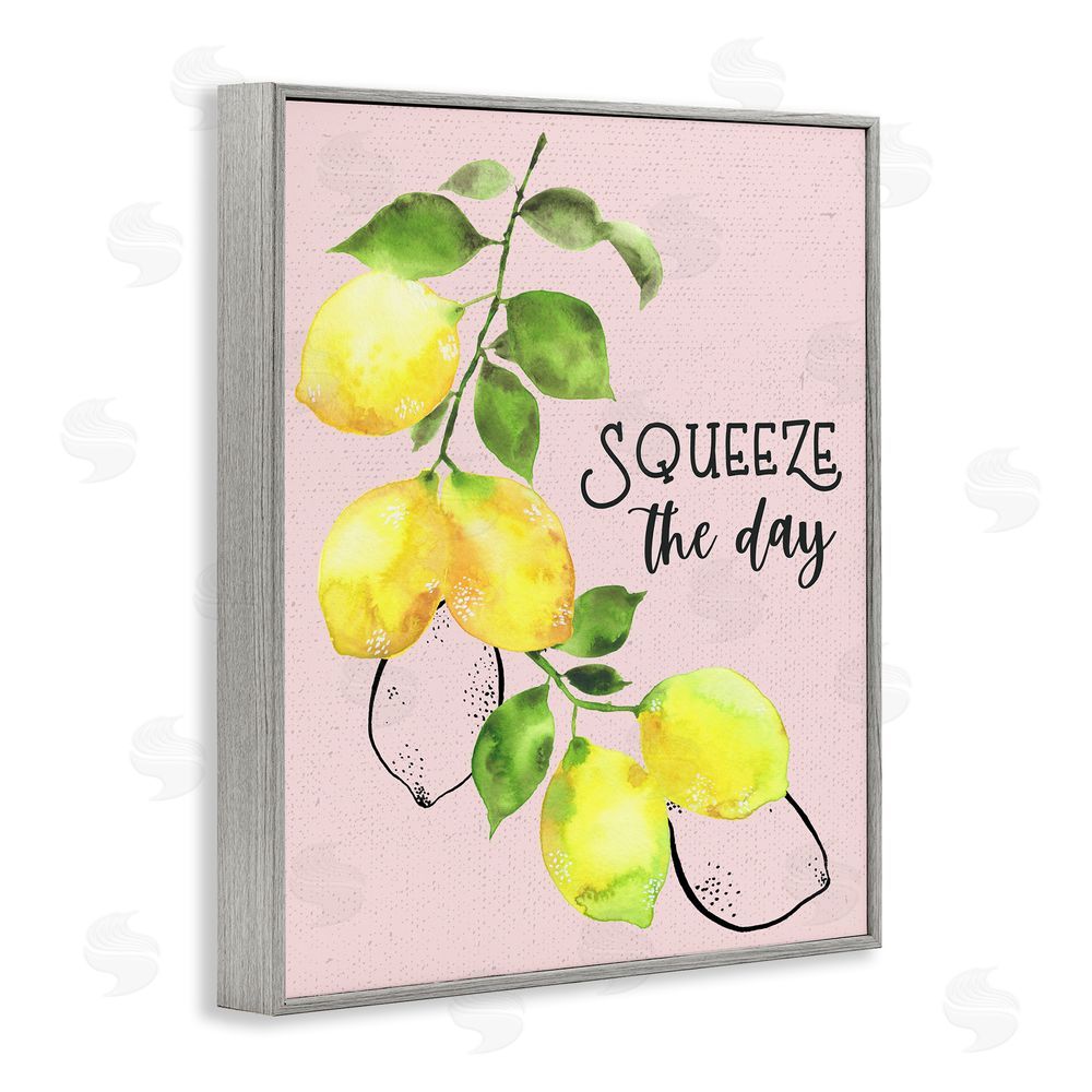 By the Lakeside Squeeze The Day Lemons Gray Framed Giclee Wall Art Print
