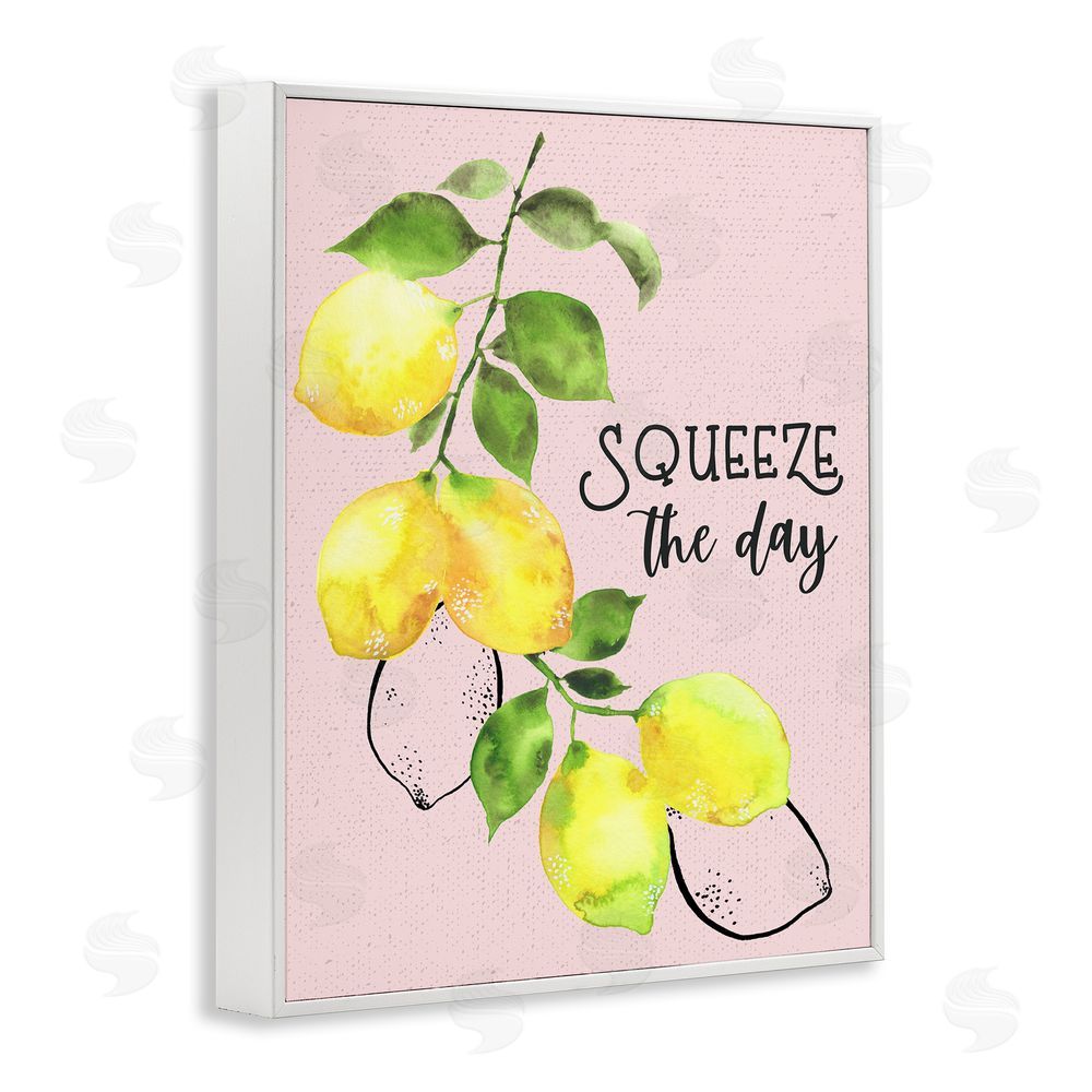By the Lakeside Squeeze The Day Lemons White Framed Giclee Wall Art Print