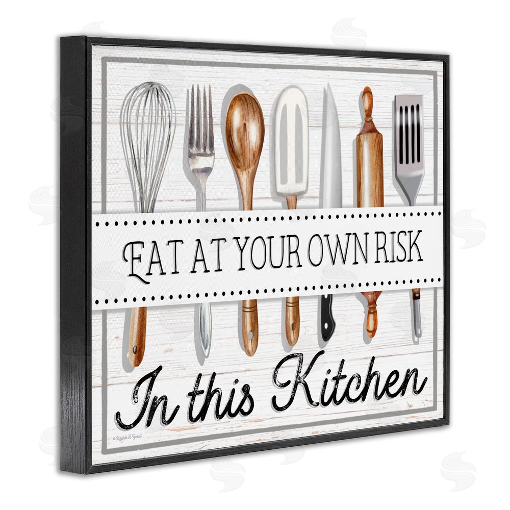 Elizabeth Tyndall Eat at Own Risk Phrase Black Framed Giclee Wall Art Print