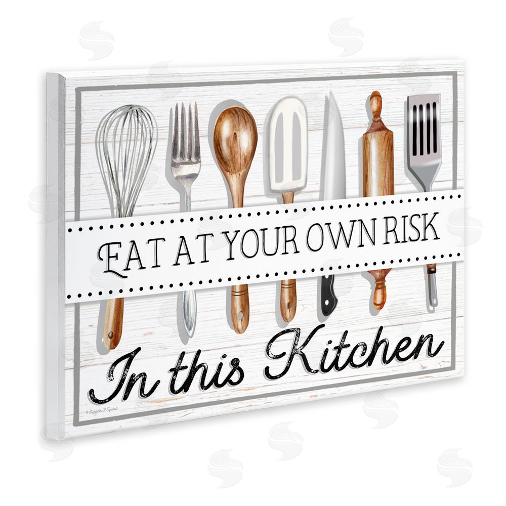 Elizabeth Tyndall Eat at Own Risk Phrase Wall Plaque Art Print