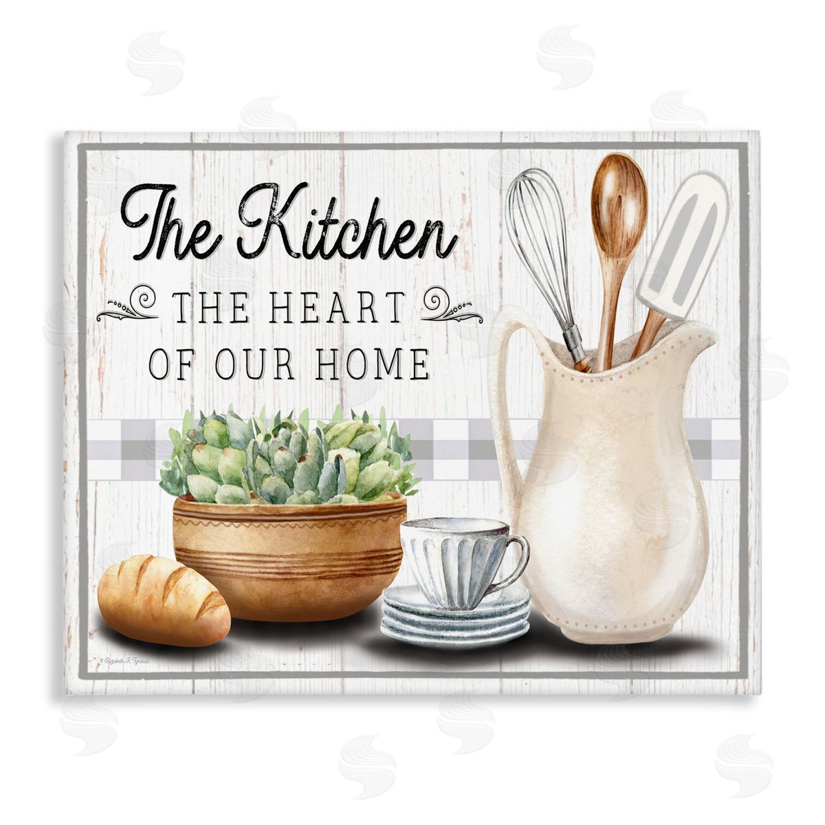 Elizabeth Tyndall Kitchen Heart of Home Stretched Canvas Wall Art Print