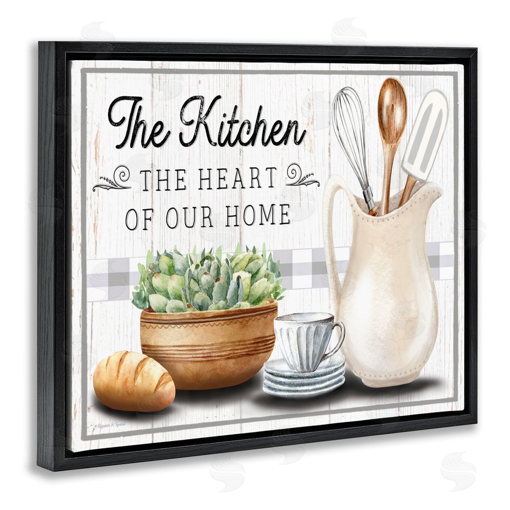 Elizabeth Tyndall Kitchen Heart of Home Black Floating Frame Canvas Wall Art Print