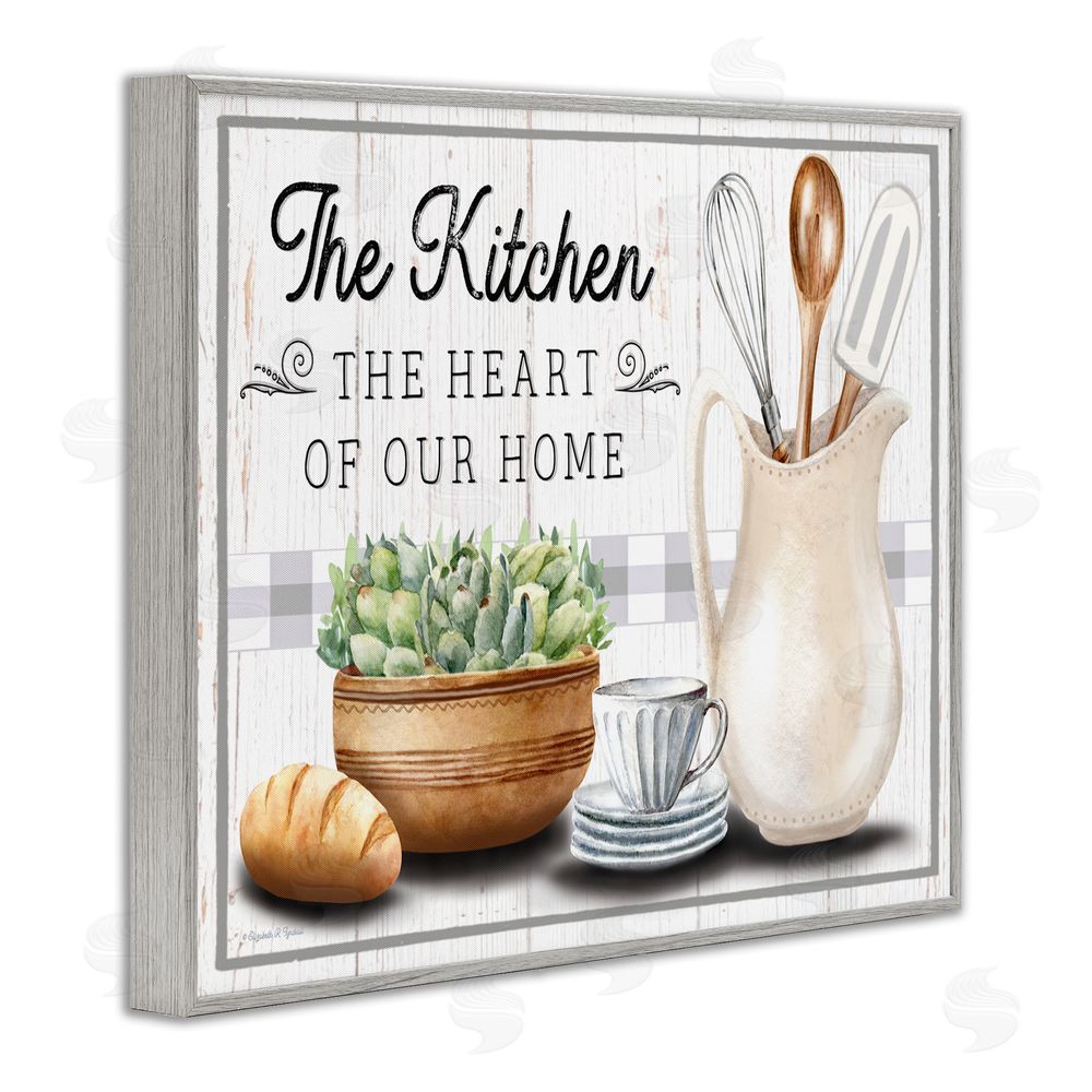 Elizabeth Tyndall Kitchen Heart of Home Gray Framed Giclee Wall Art Print