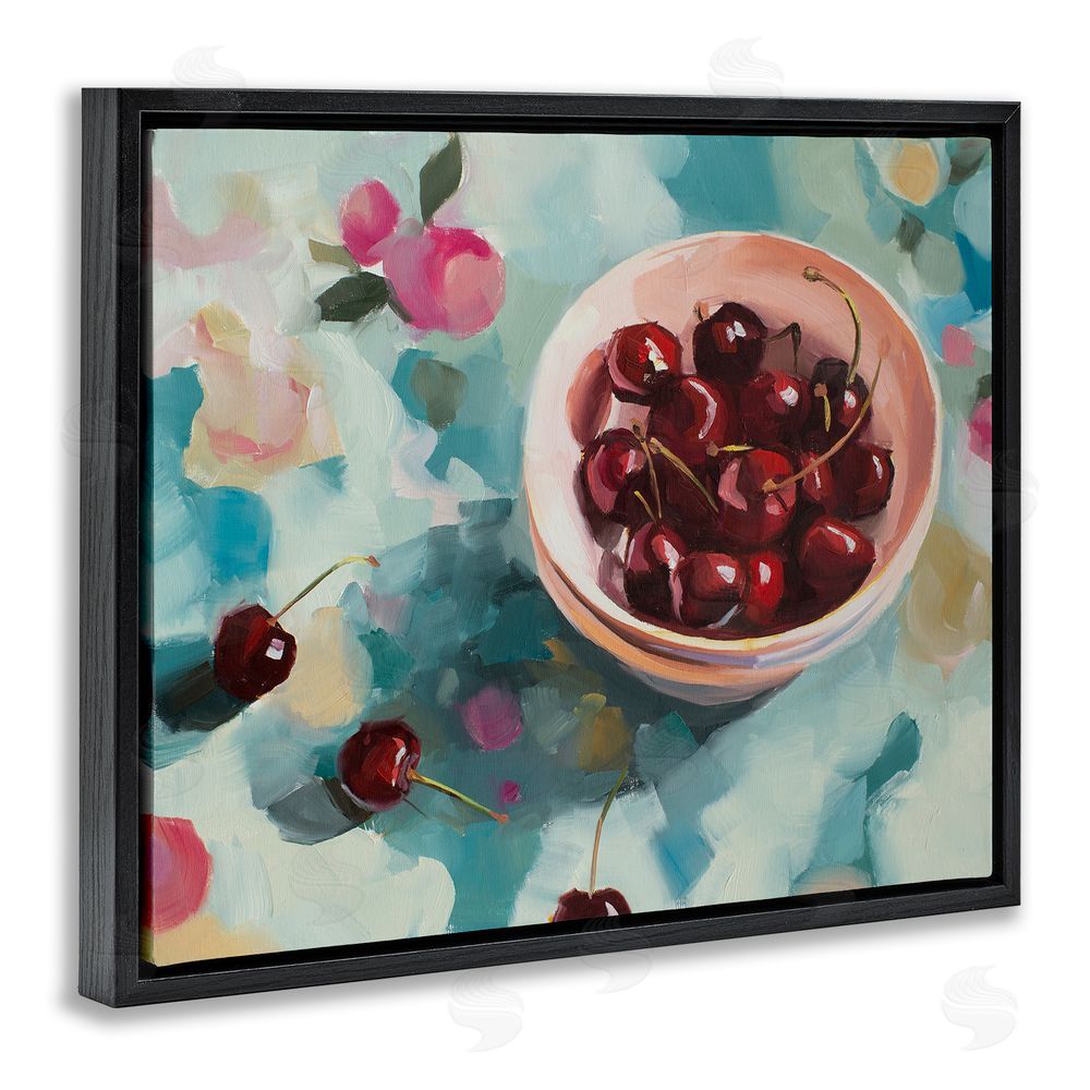 Jenny Westenhofer Cherries Still Life Painting Black Floating Frame Canvas Wall Art Print