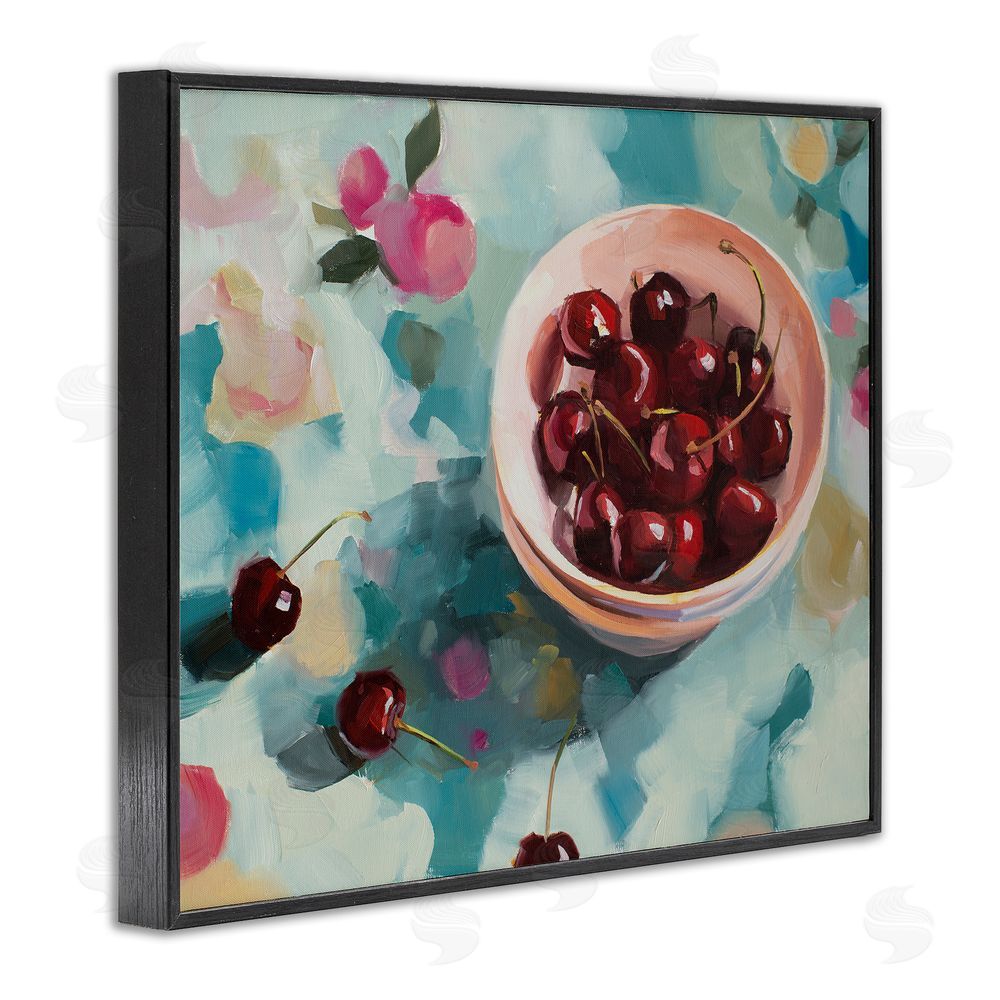 Jenny Westenhofer Cherries Still Life Painting Black Framed Giclee Wall Art Print
