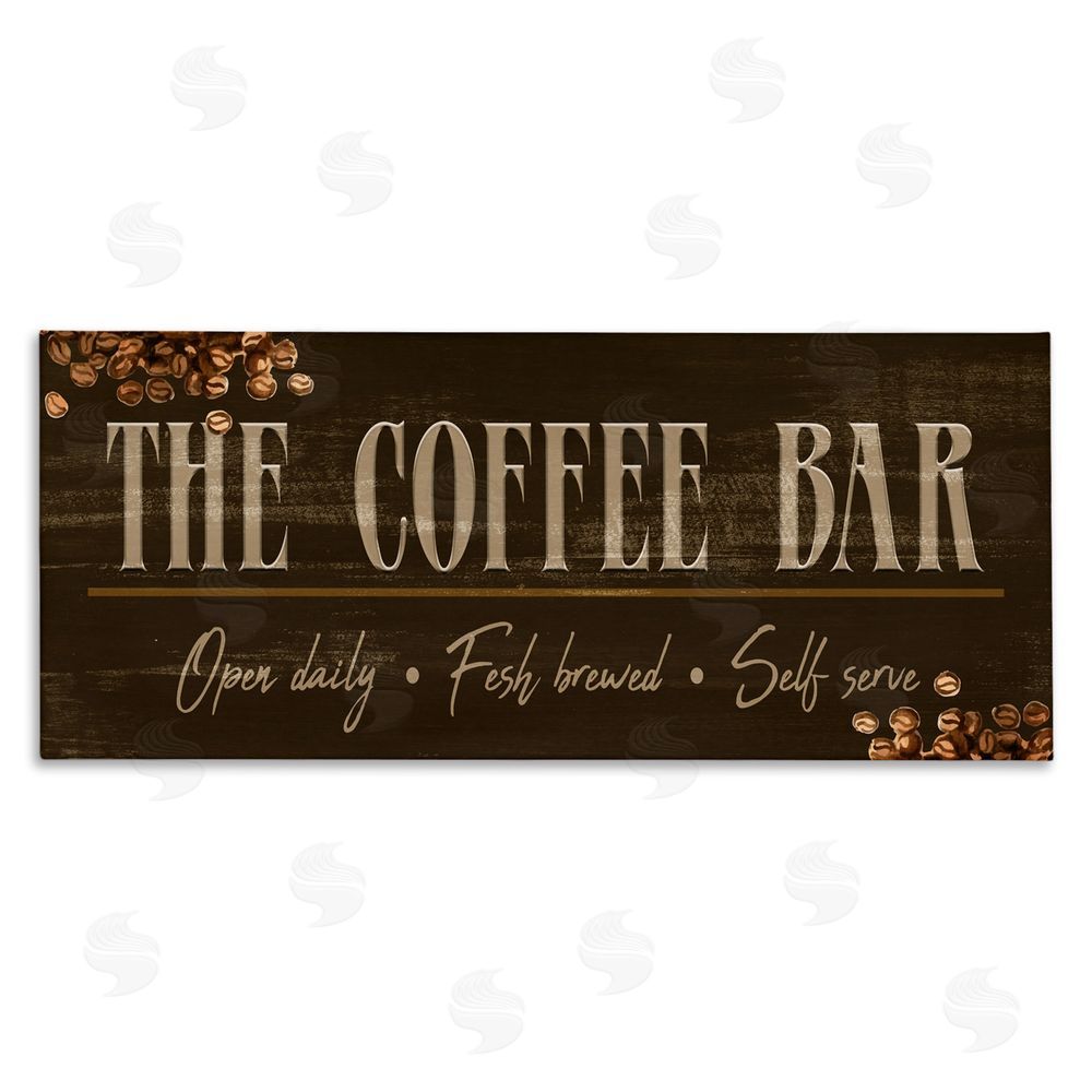 Kim Allen Rustic Coffee Bar Sign Stretched Canvas Wall Art Print