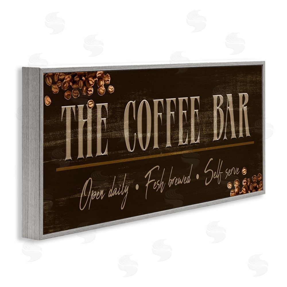 Kim Allen Rustic Coffee Bar Sign Gray Framed Giclee Wall Art Print