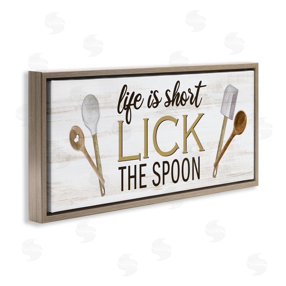 Kim Allen Lick the Spoon Kitchen Brown Floating Frame Canvas Wall Art Print