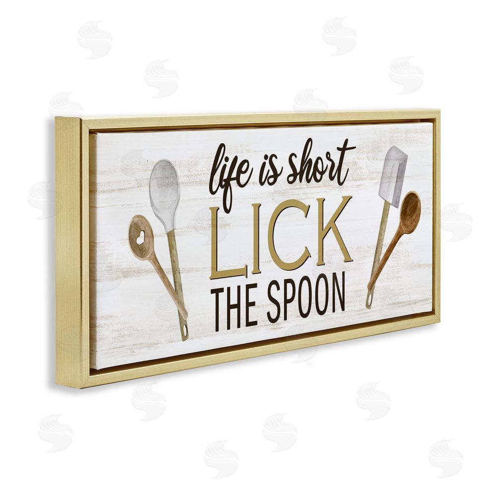 Kim Allen Lick the Spoon Kitchen Gold Floating Frame Canvas Wall Art Print