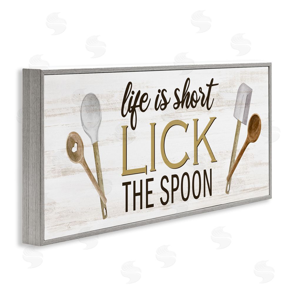 Kim Allen Lick the Spoon Kitchen Gray Framed Giclee Wall Art Print
