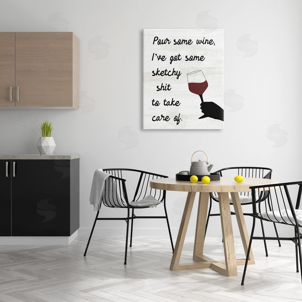 Stupell Studio Pour Some Wine Humor Canvas Wall Art Print in Room
