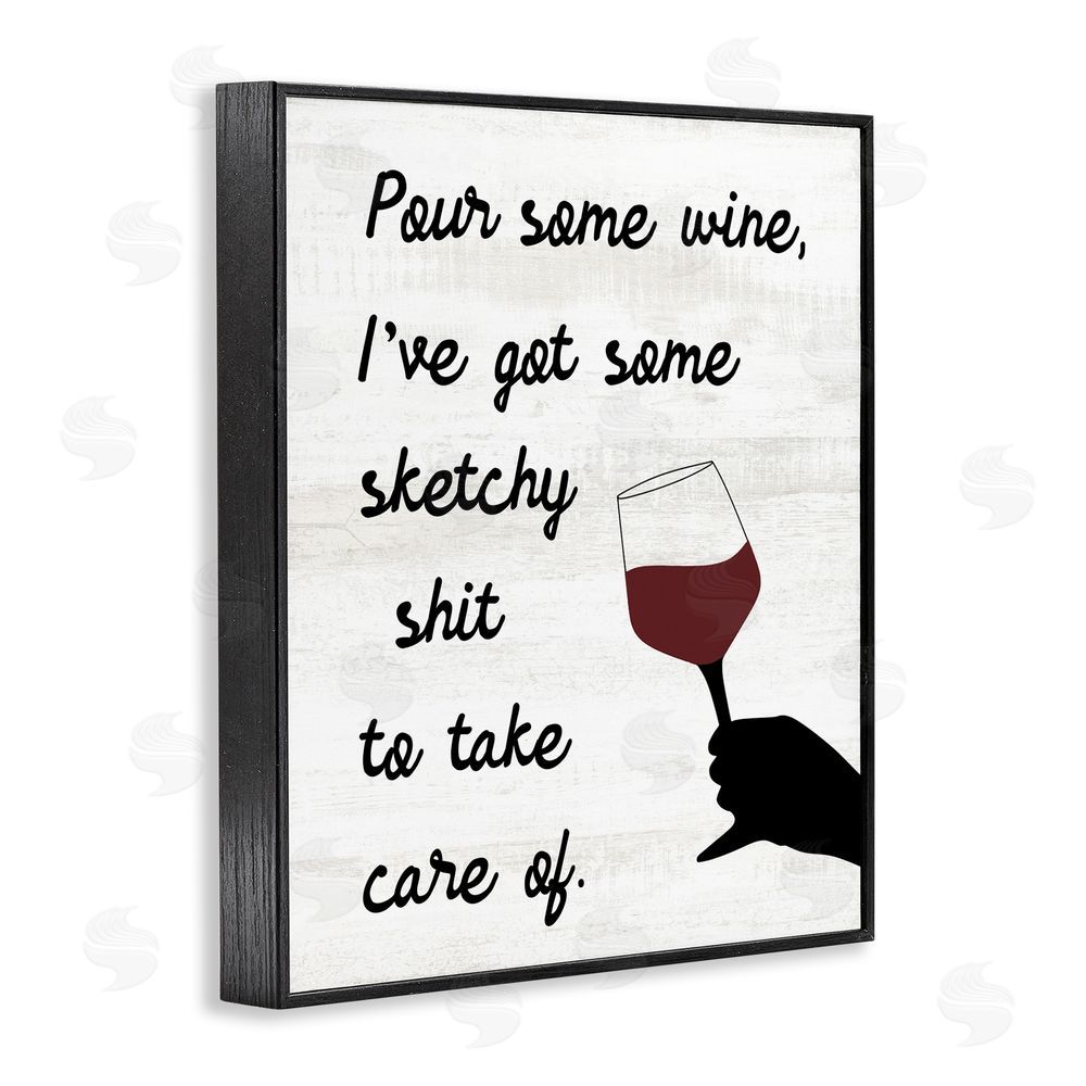Stupell Studio Pour Some Wine Humor Black Framed Giclee Wall Art Print