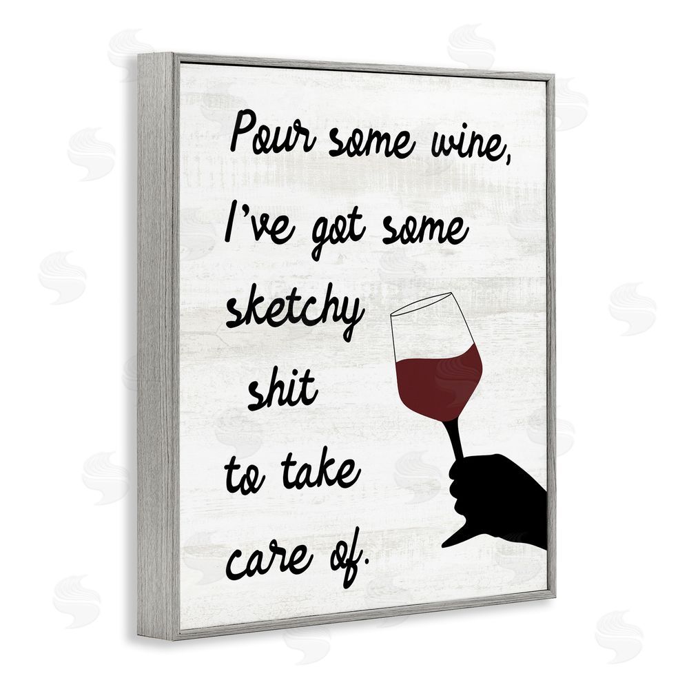 Stupell Studio Pour Some Wine Humor Gray Framed Giclee Wall Art Print