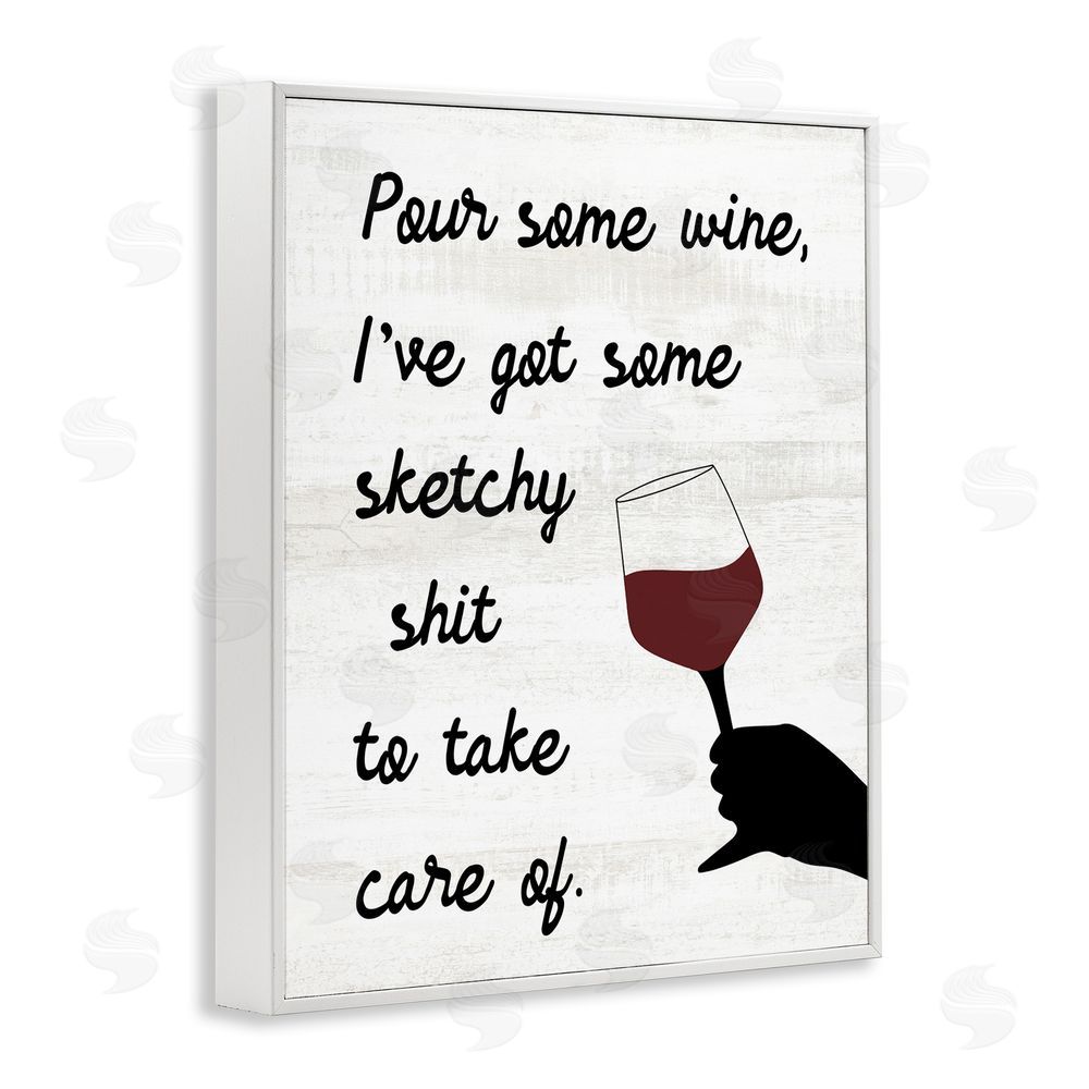 Stupell Studio Pour Some Wine Humor White Framed Giclee Wall Art Print