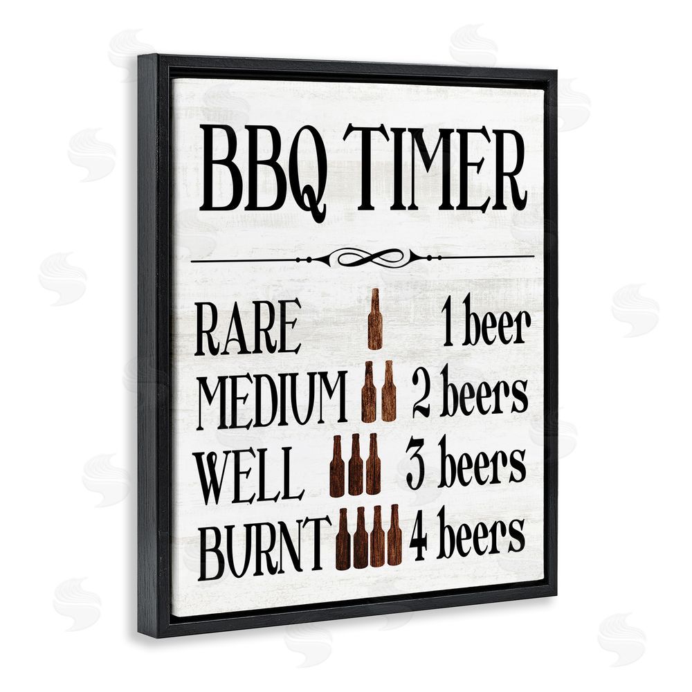 Stupell Studio BBQ Timer Funny Beer Black Floating Frame Canvas Wall Art Print