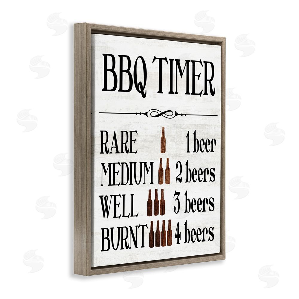 Stupell Studio BBQ Timer Funny Beer Brown Floating Frame Canvas Wall Art Print