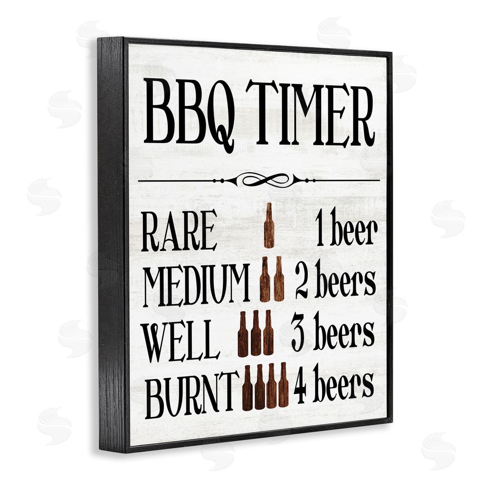 Stupell Studio BBQ Timer Funny Beer Black Framed Giclee Wall Art Print