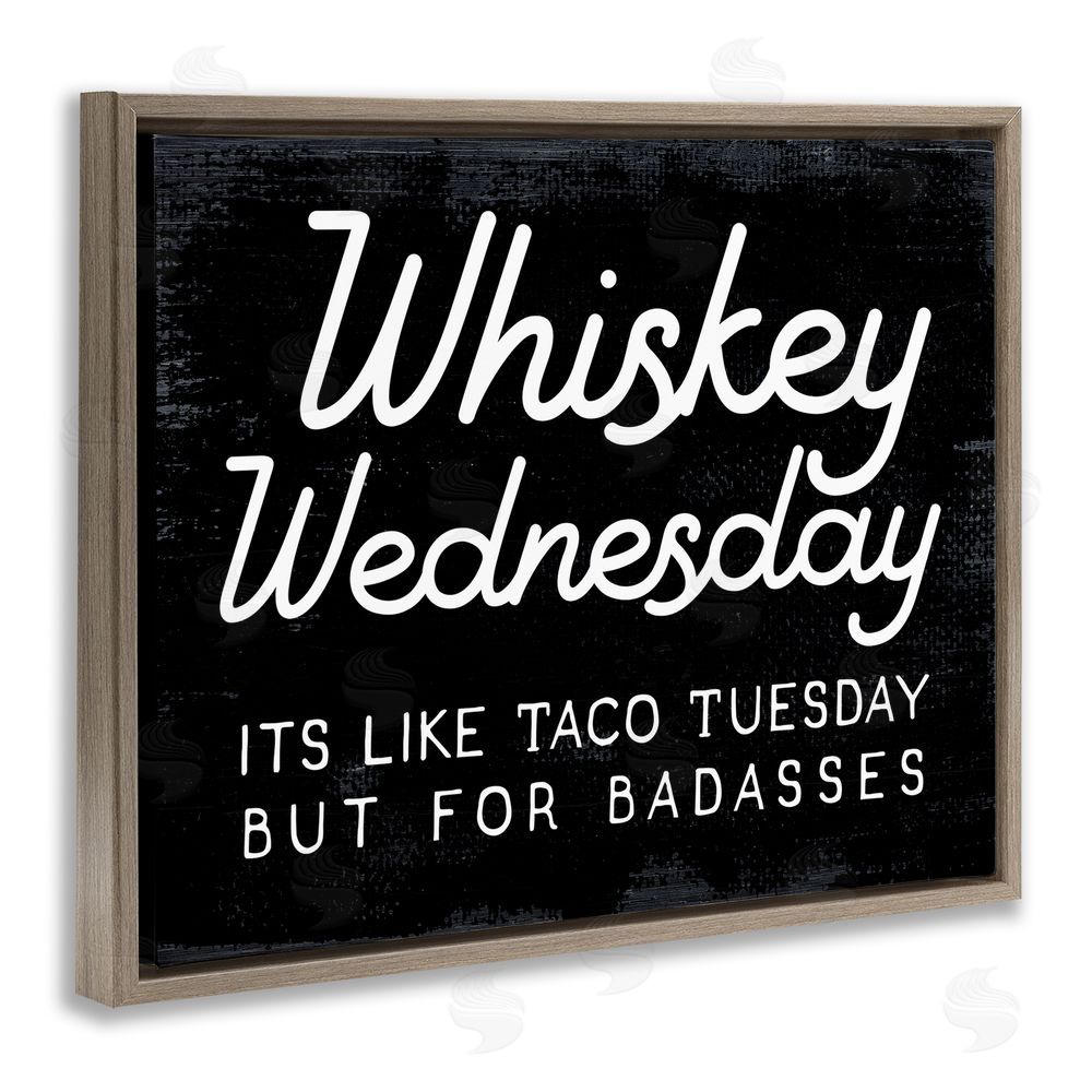 Stupell Studio Funny Whiskey Wednesday Brown Floating Frame Canvas Wall Art Print