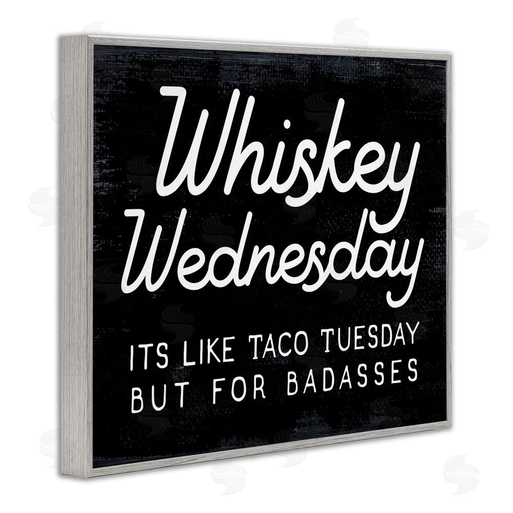 Stupell Studio Funny Whiskey Wednesday Gray Framed Giclee Wall Art Print