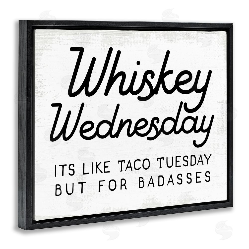 Stupell Studio Rustic Whiskey Wednesday Black Floating Frame Canvas Wall Art Print
