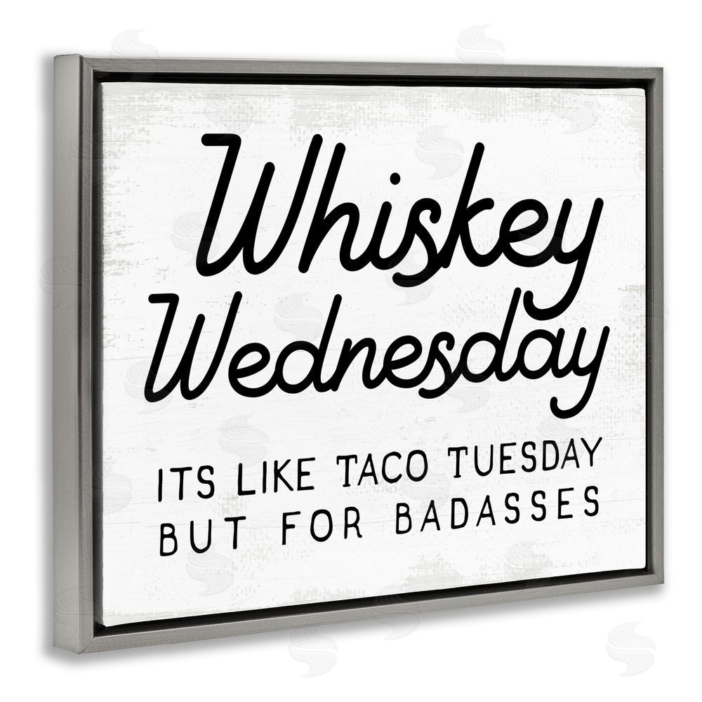 Stupell Studio Rustic Whiskey Wednesday Grey Floating Frame Canvas Wall Art Print