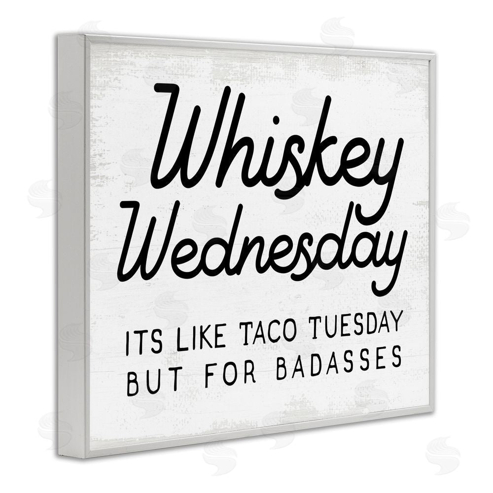 Stupell Studio Rustic Whiskey Wednesday White Framed Giclee Wall Art Print
