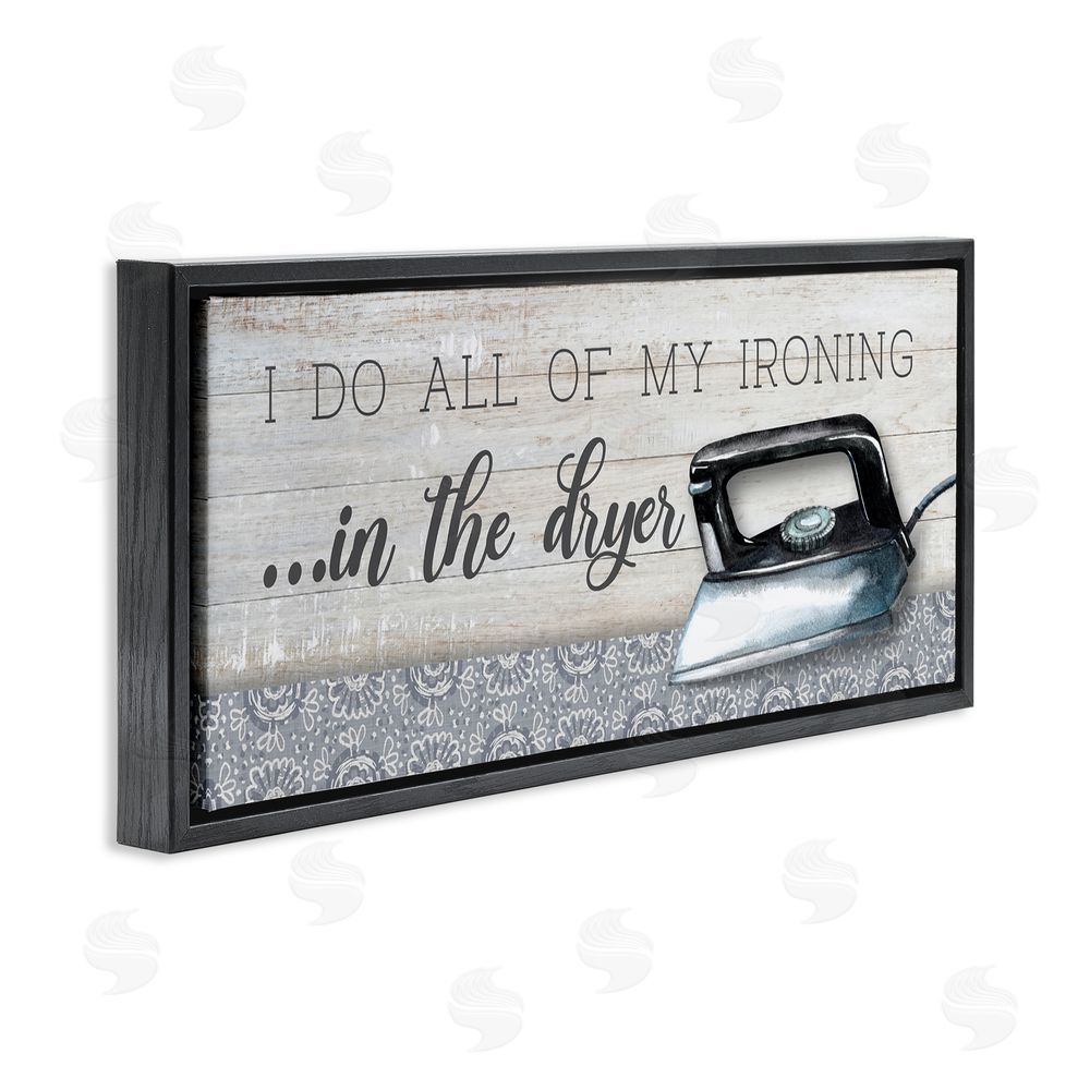 Conrad Knutsen Ironing in Dryer Humor Black Floating Frame Canvas Wall Art Print
