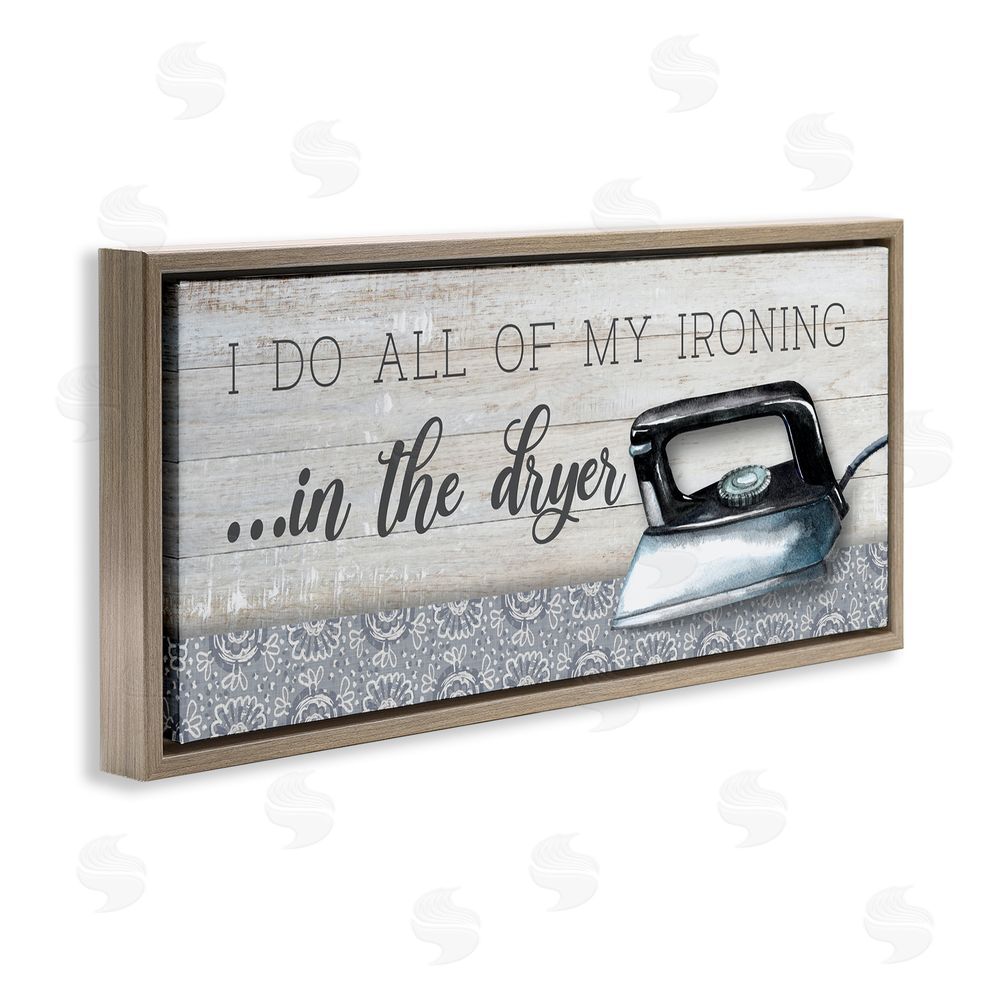 Conrad Knutsen Ironing in Dryer Humor Brown Floating Frame Canvas Wall Art Print