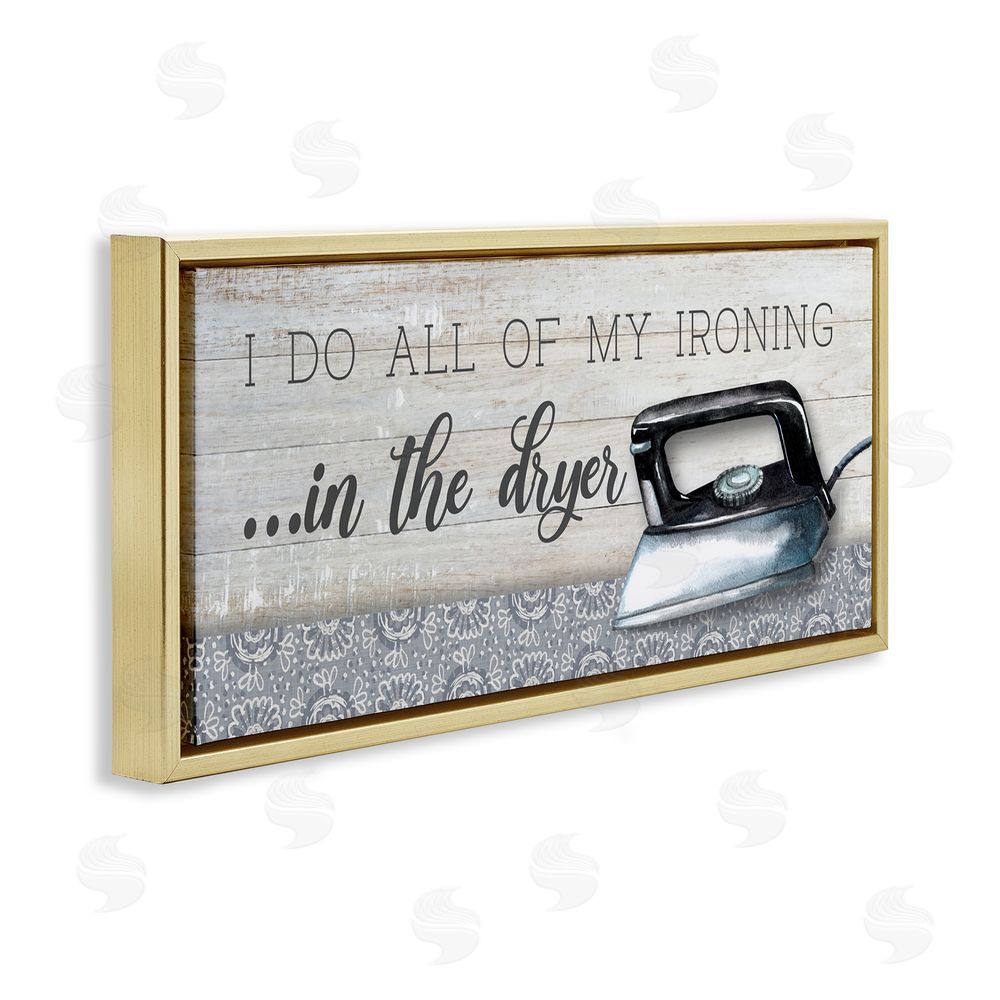Conrad Knutsen Ironing in Dryer Humor Gold Floating Frame Canvas Wall Art Print