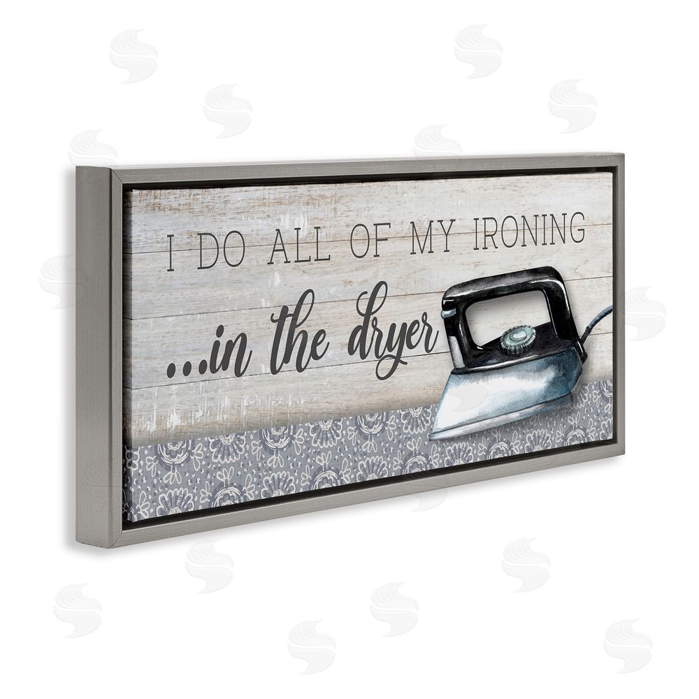 Conrad Knutsen Ironing in Dryer Humor Grey Floating Frame Canvas Wall Art Print