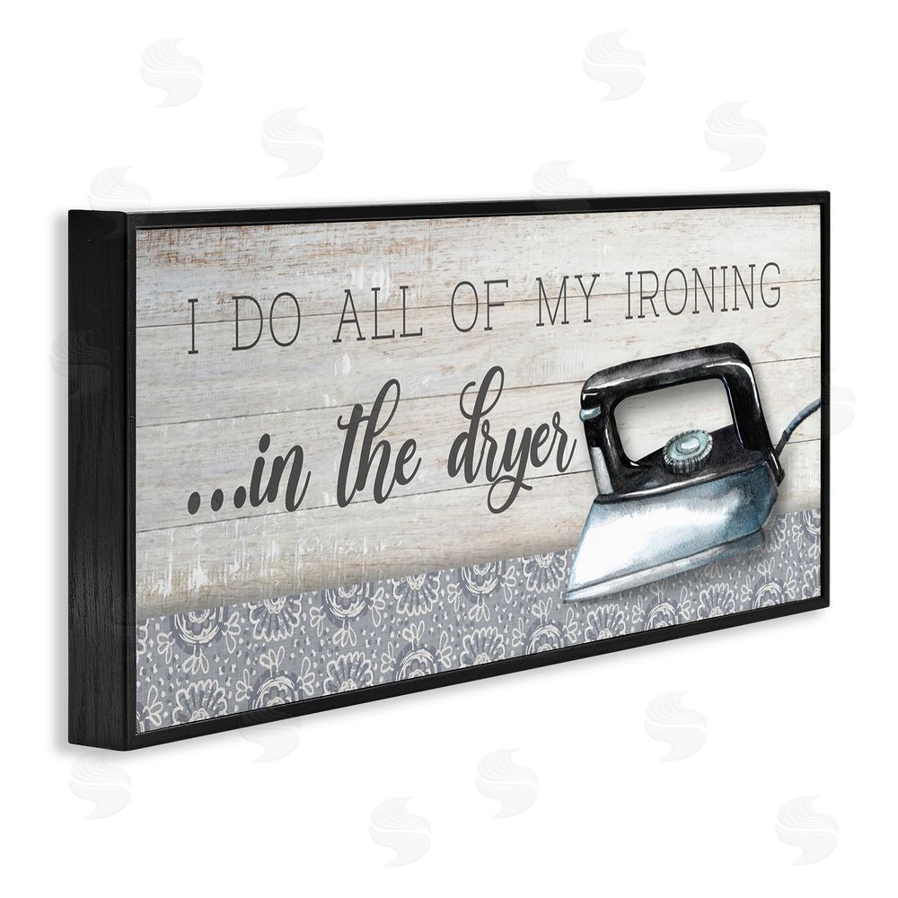 Conrad Knutsen Ironing in Dryer Humor Black Framed Giclee Wall Art Print