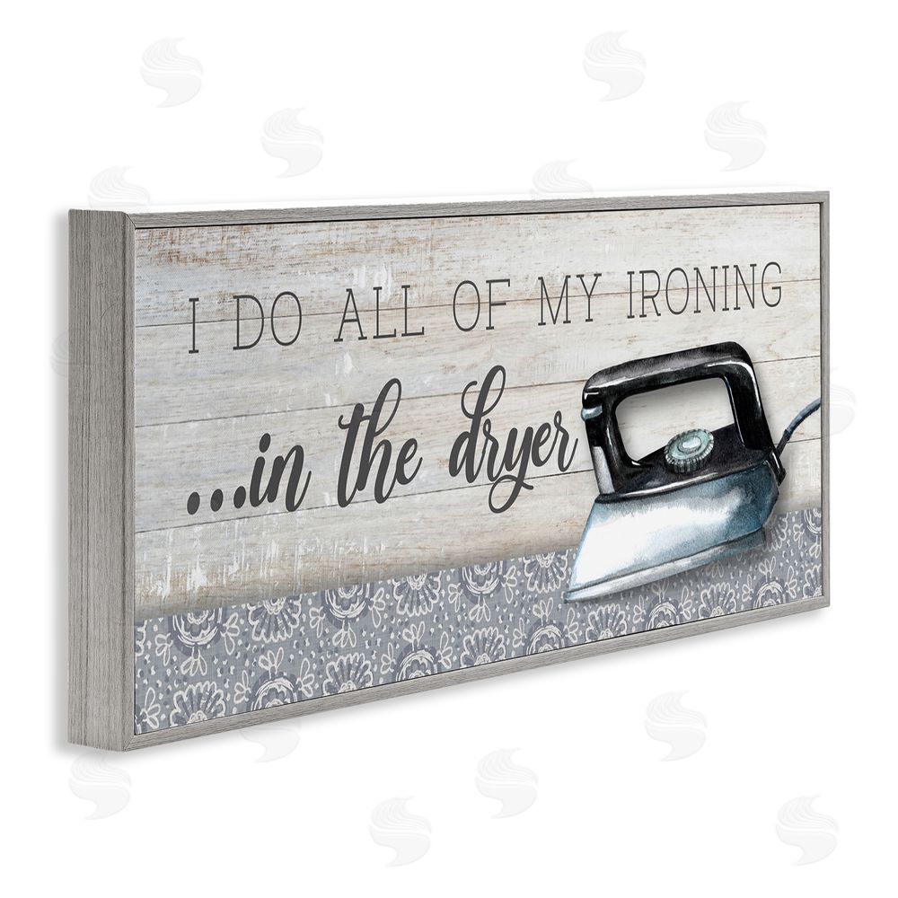 Conrad Knutsen Ironing in Dryer Humor Gray Framed Giclee Wall Art Print