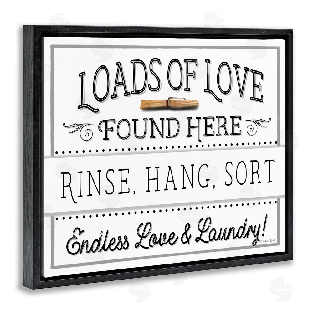 Elizabeth Tyndall Loads of Love Laundry Black Floating Frame Canvas Wall Art Print